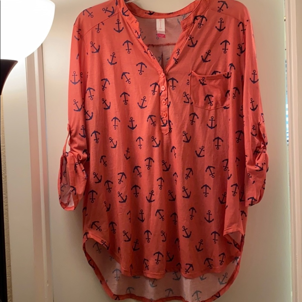 Women’s anchor blouse adjustable sleeves XXL